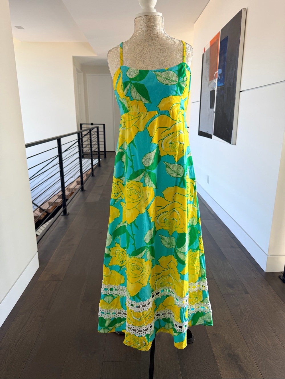 Lilly Pulitzer Yellow & Blue Floral Maxi Dress